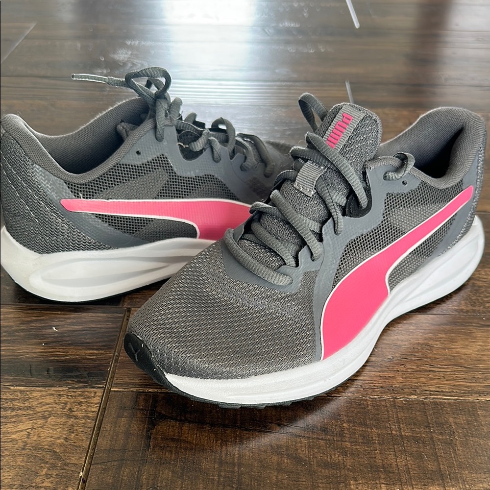 Puma Girls Gray and Pink Running Shoes